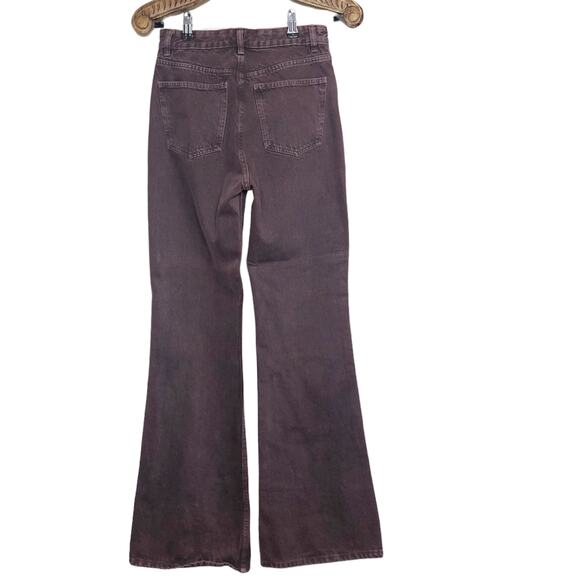 Zara Jeans Mauve Purple High Rise Flare Retro Rigid Denim Casual Women Size 4 - Picture 2 of 7